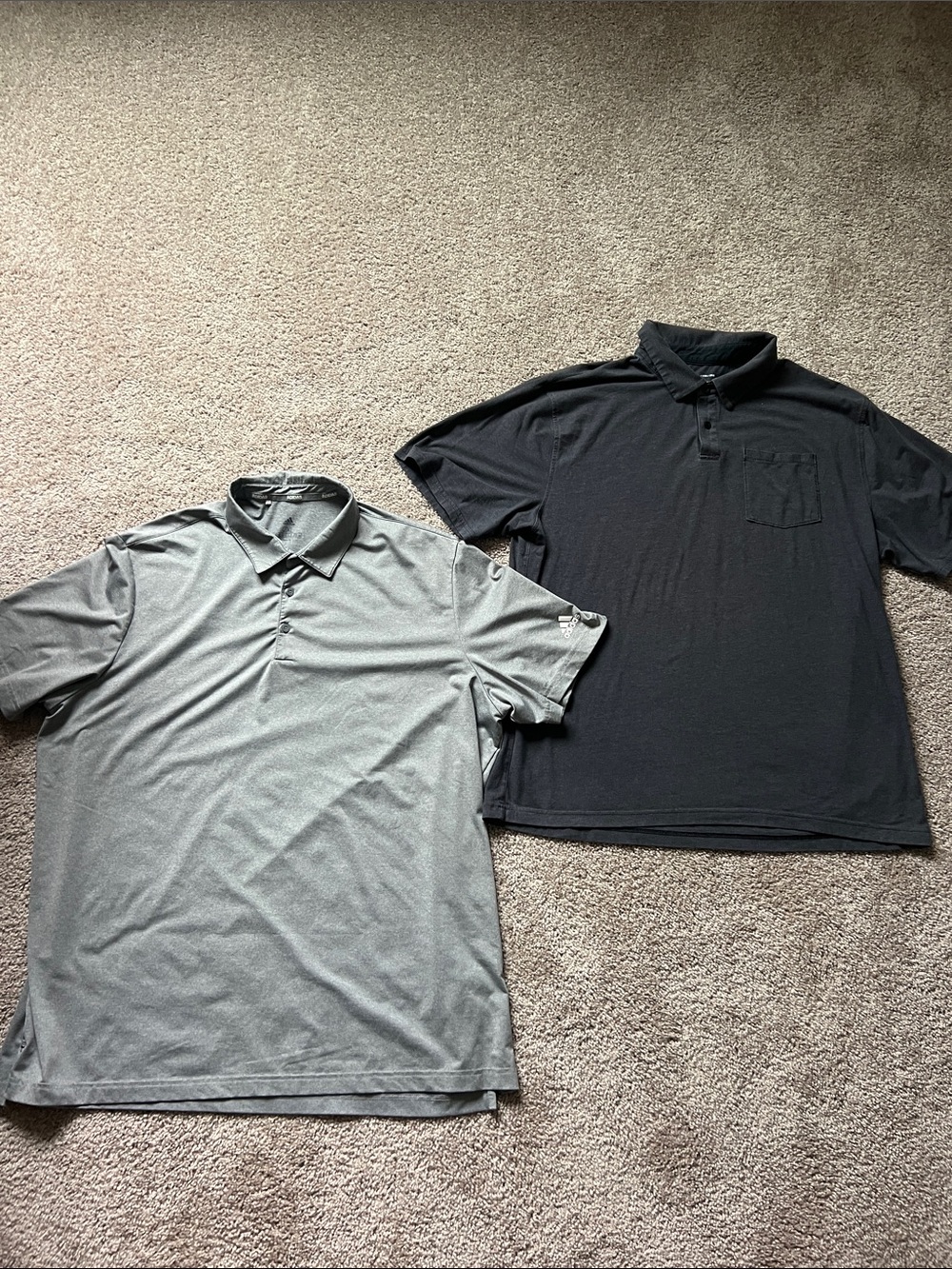 Two short sleeve polo shirts (one adidas & one under armour) mens size XXL